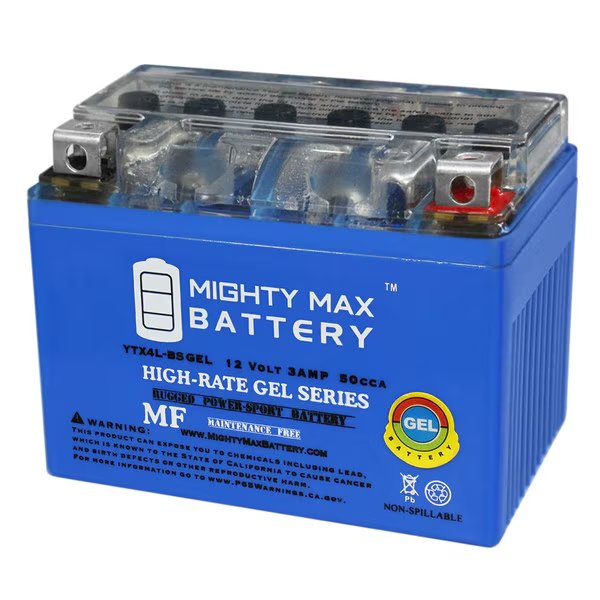 YTX4L-BS GEL Battery Replaces Honda 31500-GN2-675, 31500-GN2-676, Mighty Max Battery, Mfr#: YTX4L-BSGEL285